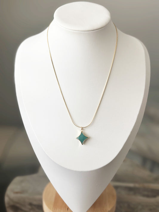 Amazonite Star Gold Chain Necklace