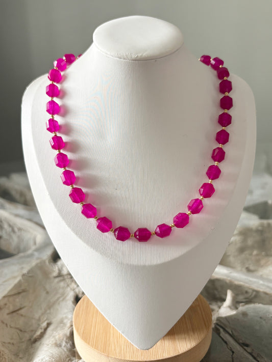 Fuchsia Jade Prism Necklace