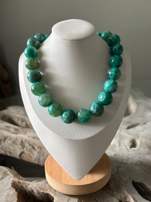 18mm Green Fire Agate Necklace
