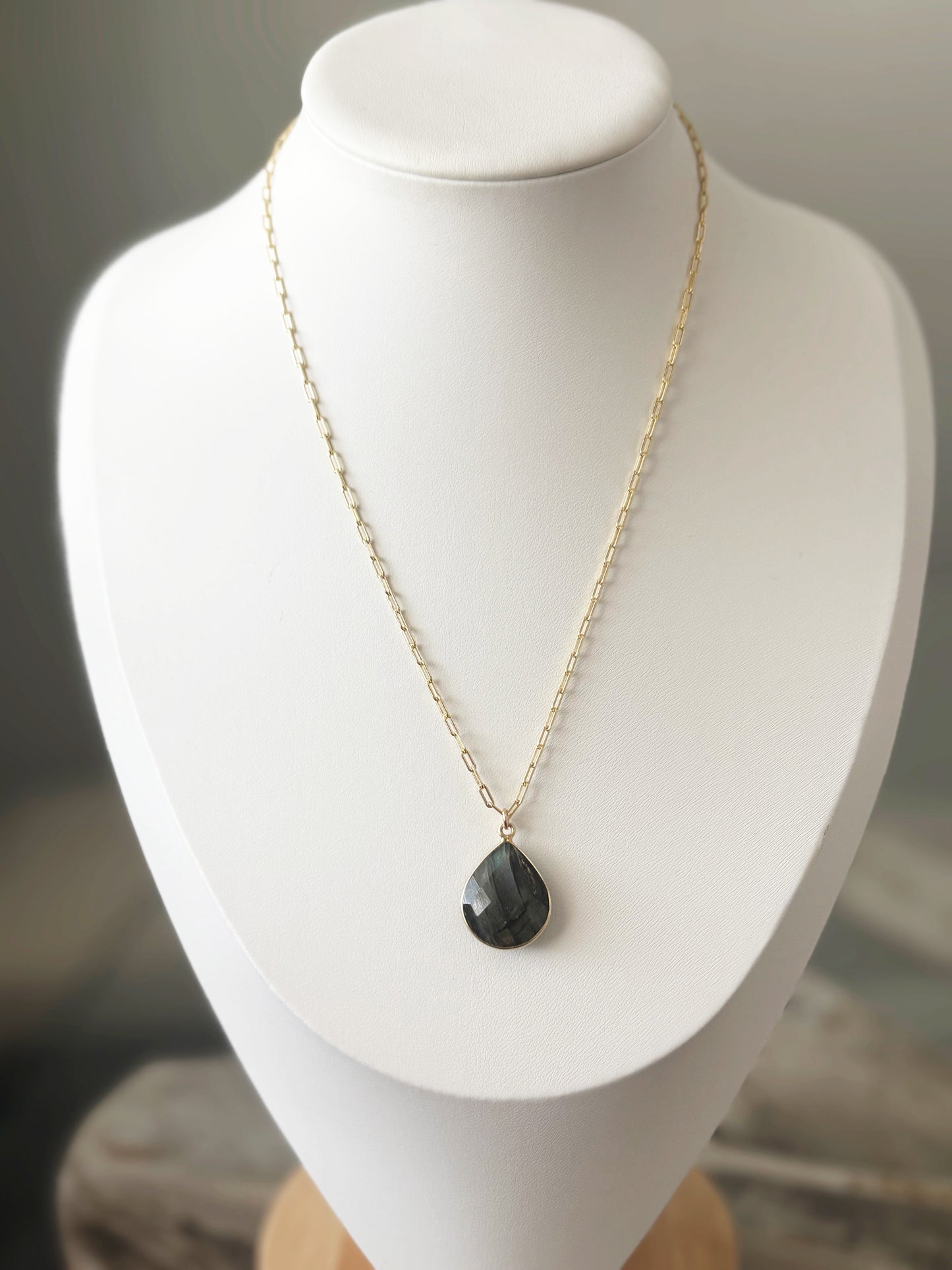 Labradorite Gold Chain Necklace