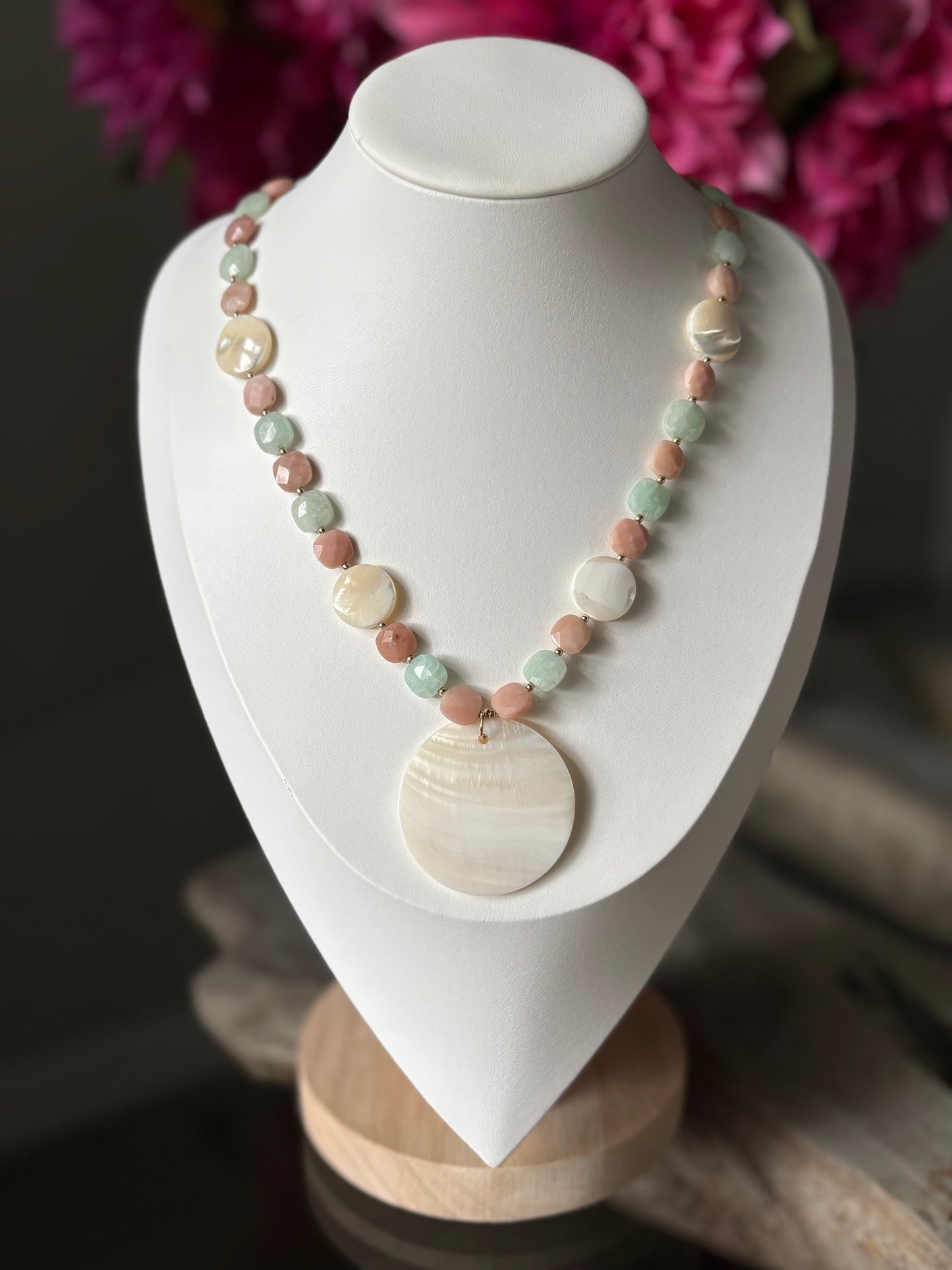 Opal, Amazonite and Mother of Pearl Necklace