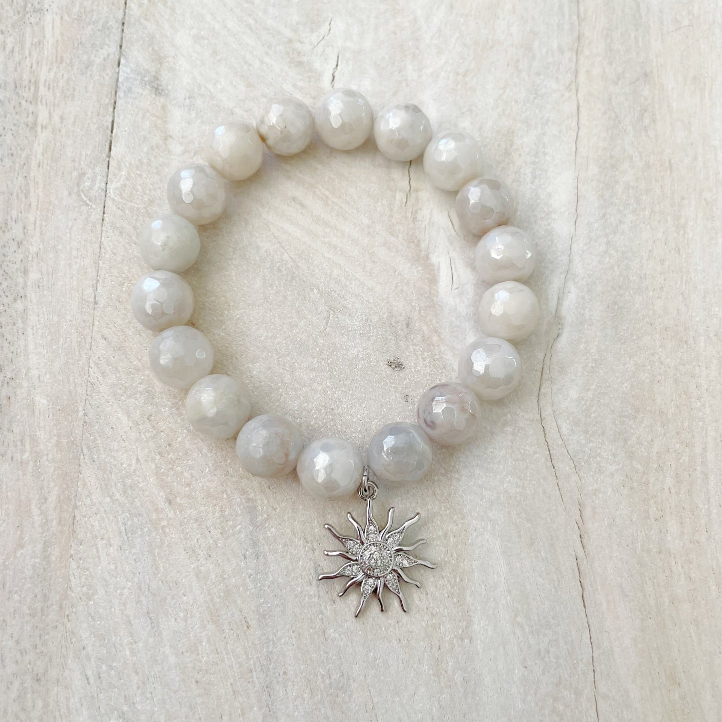Faceted Moonstone and Sun Bracelet