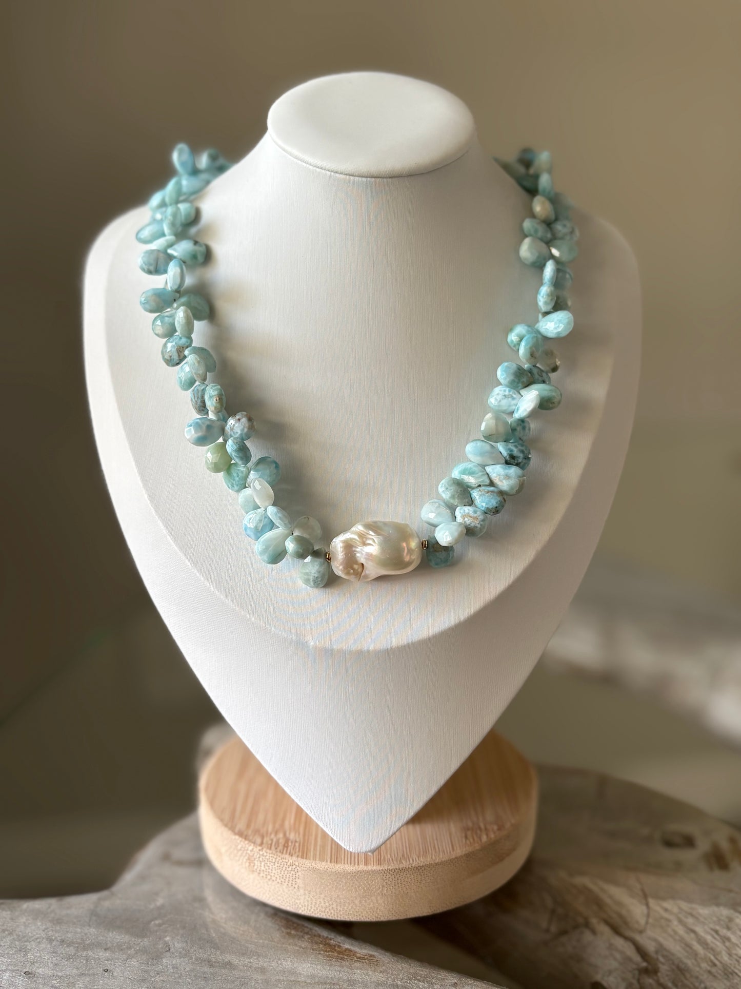 Larimar and Pearl Necklace