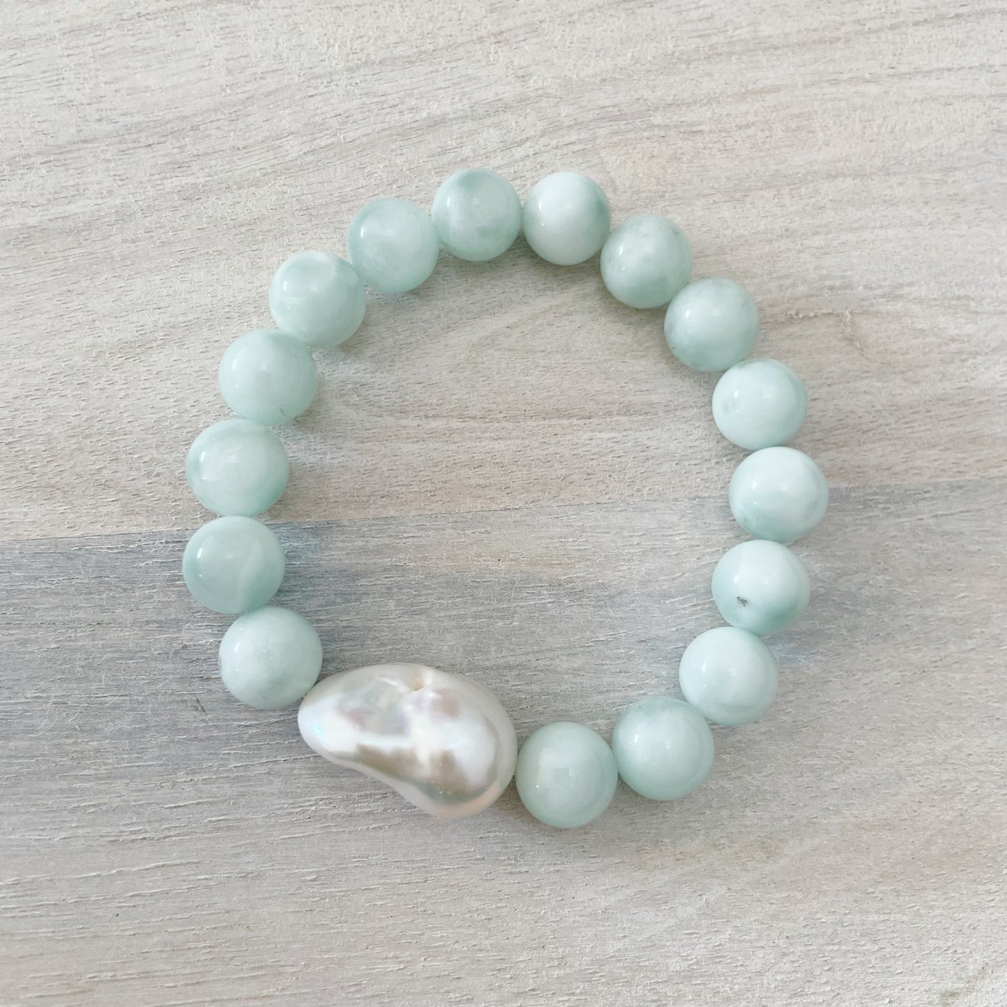 Angelite and Pearl Bracelet