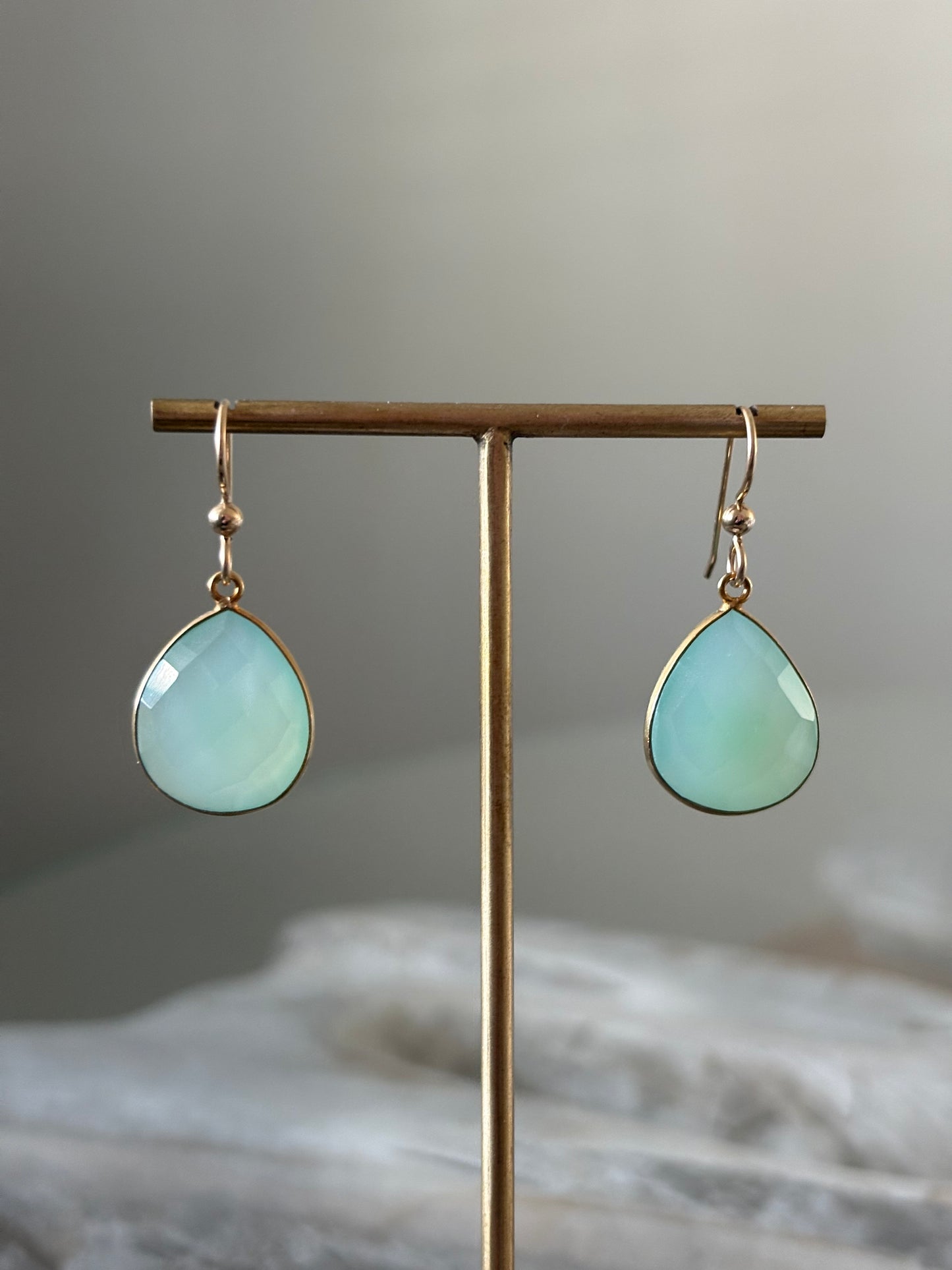 Aqua Chalcedony Teardrops