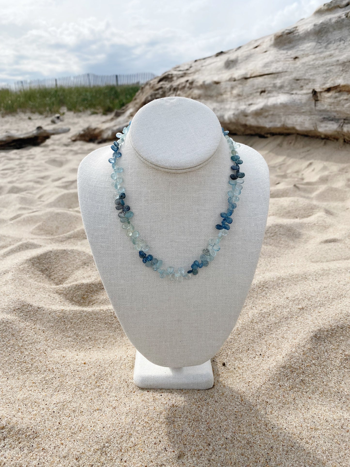 Light Moss Aquamarine Droplet Necklace