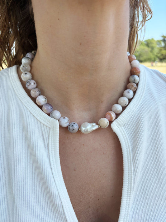 Peruvian Opal and Pearl Necklace
