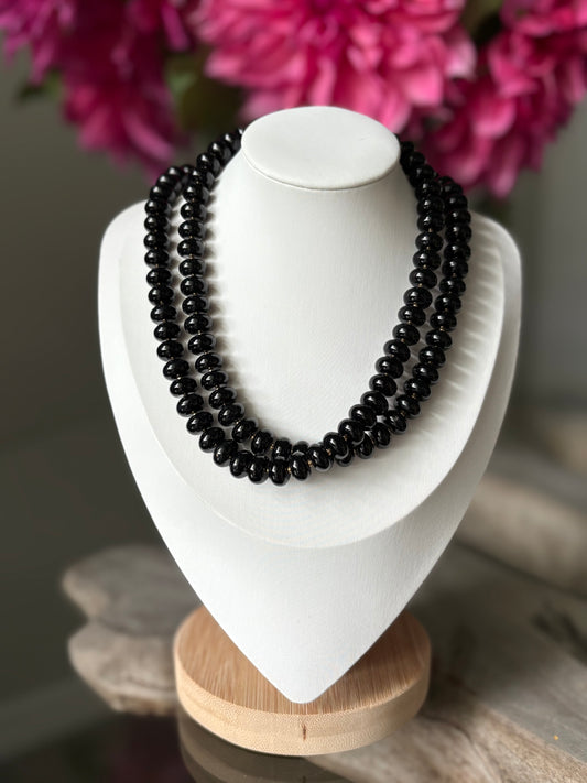 Long Chunky Black Onyx Necklace