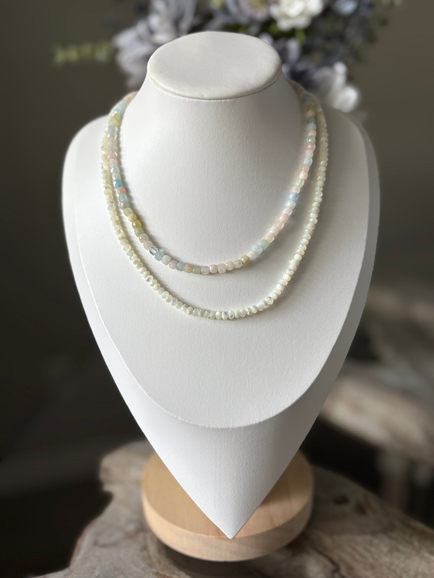 Morganite Cube Necklace