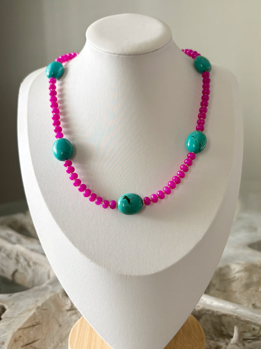Fuchsia and Turquoise Necklace