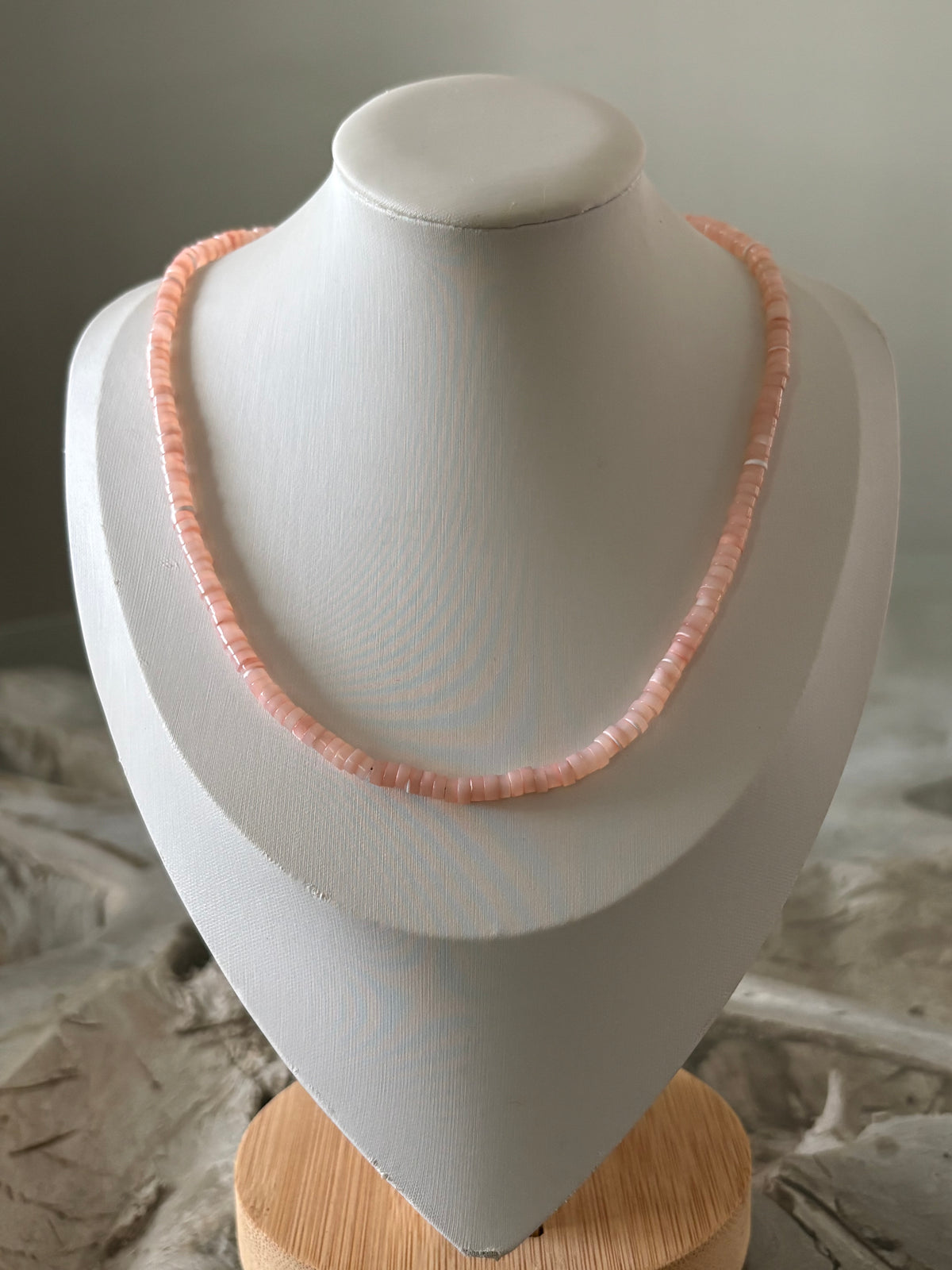 Pink Mother of Pearl Heishi Necklace