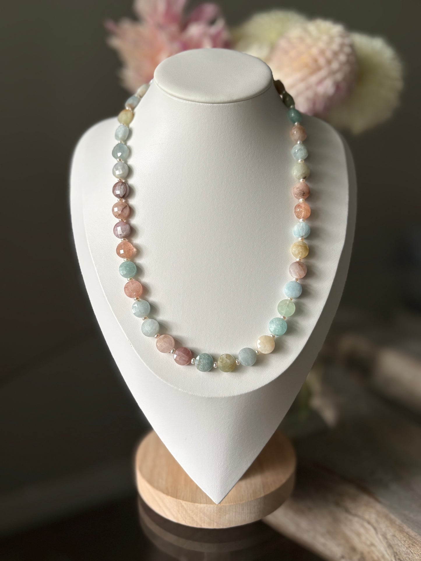 Morganite and Pearl Necklace