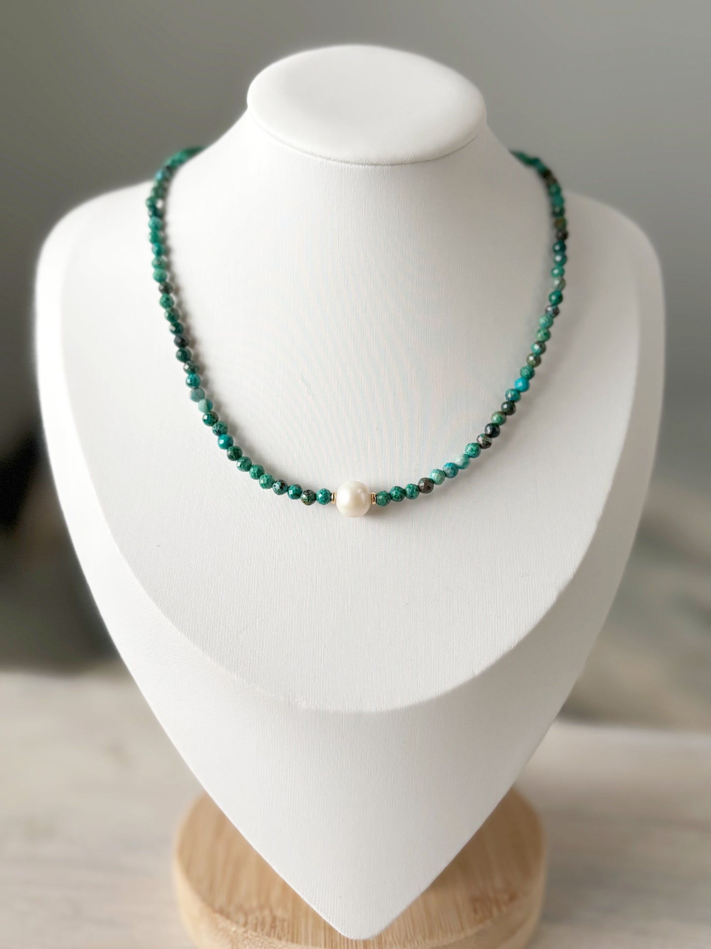 Chrysocolla and Pearl Necklace