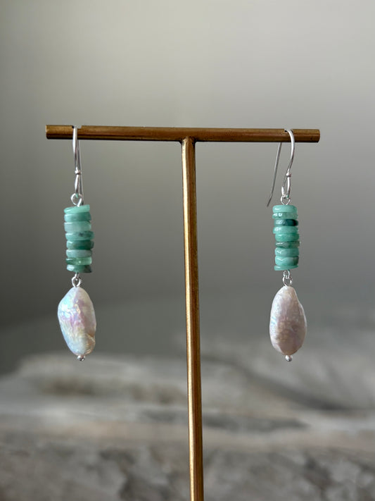 Emerald and Pearl Earrings