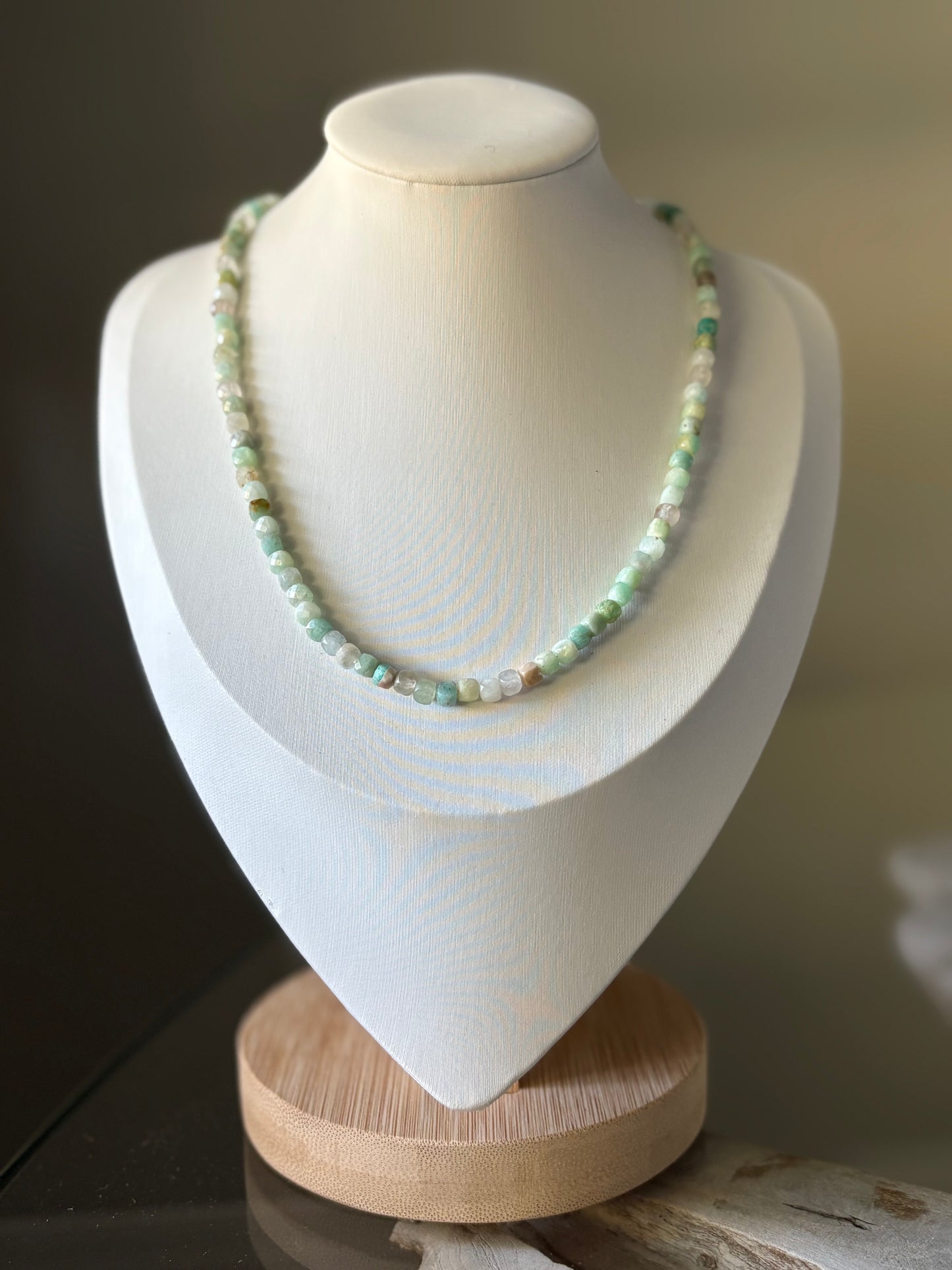 Faceted Amazonite Cube Necklace