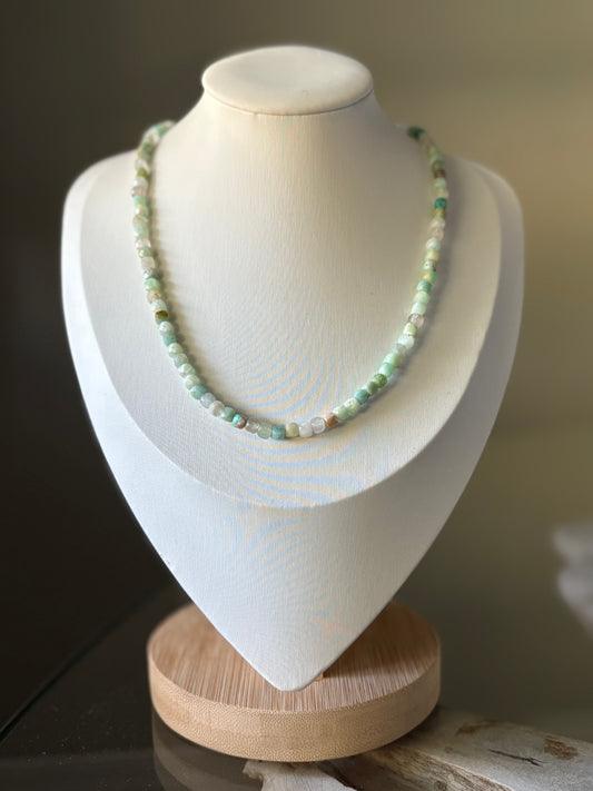 Faceted Amazonite Cube Necklace