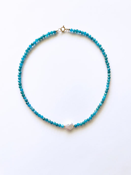 Apatite and Pearl Necklace