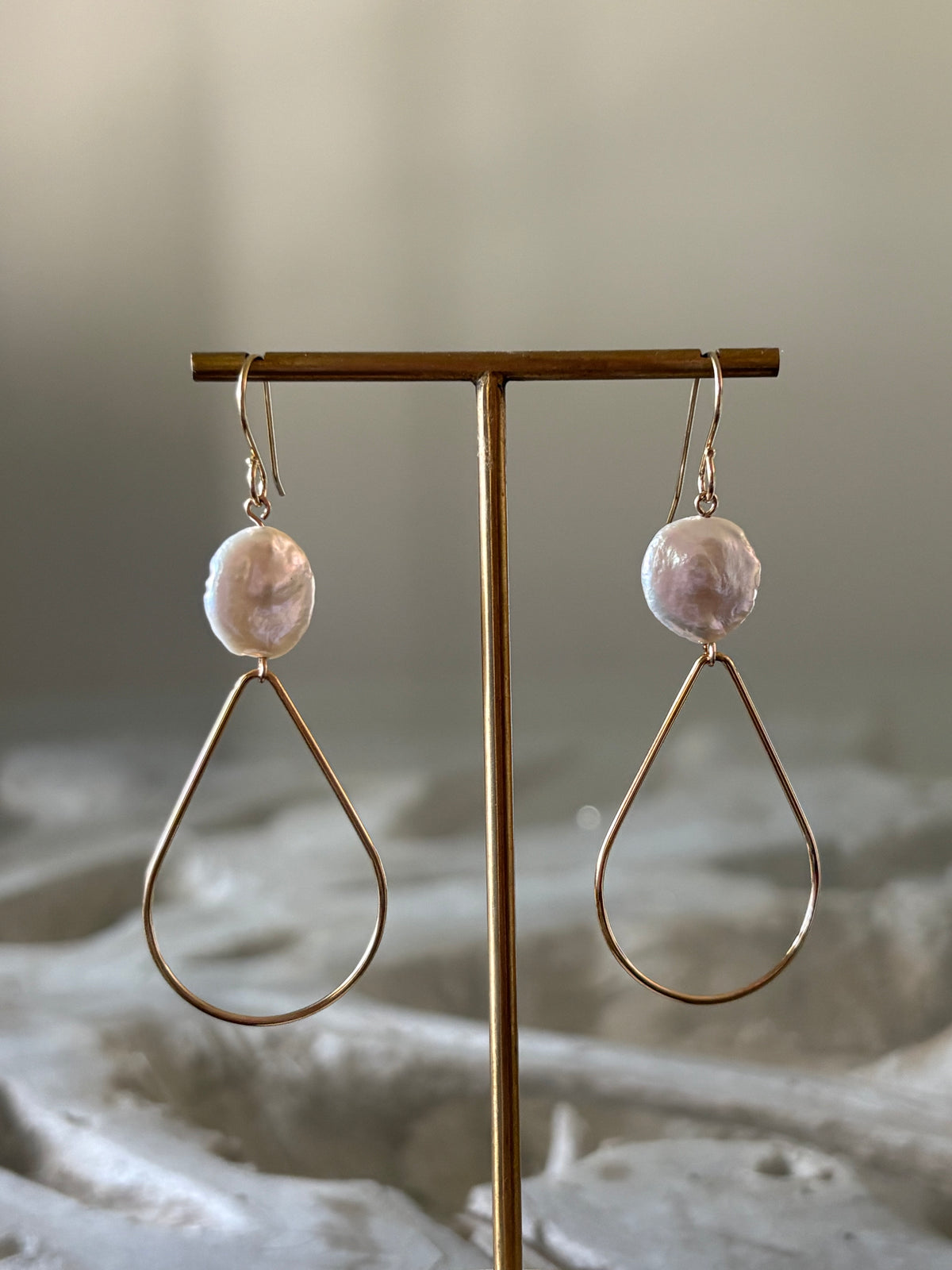 Pearl Gold Teardrop Earrings