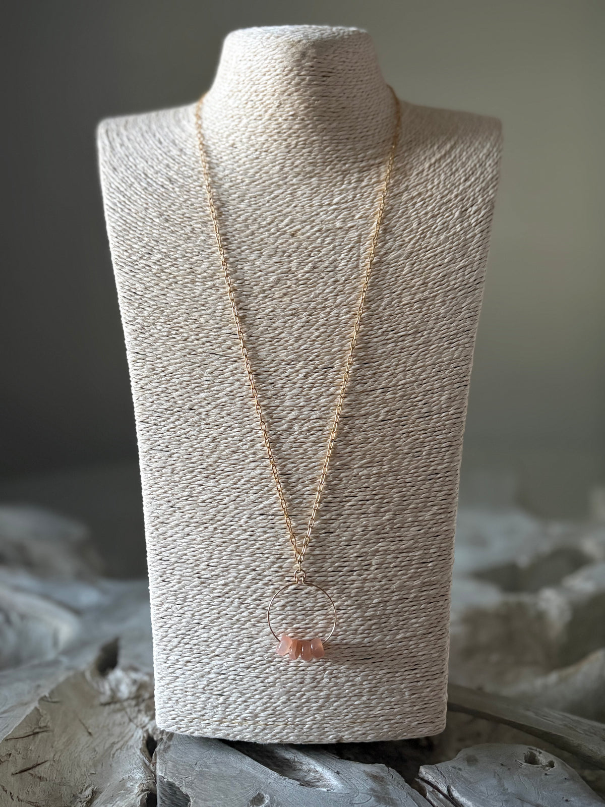 Peach Moonstone Gold Chain