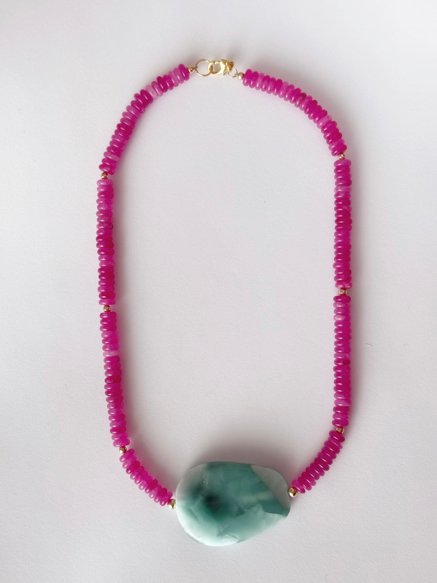 Pink Jade and Green Moonstone Necklace