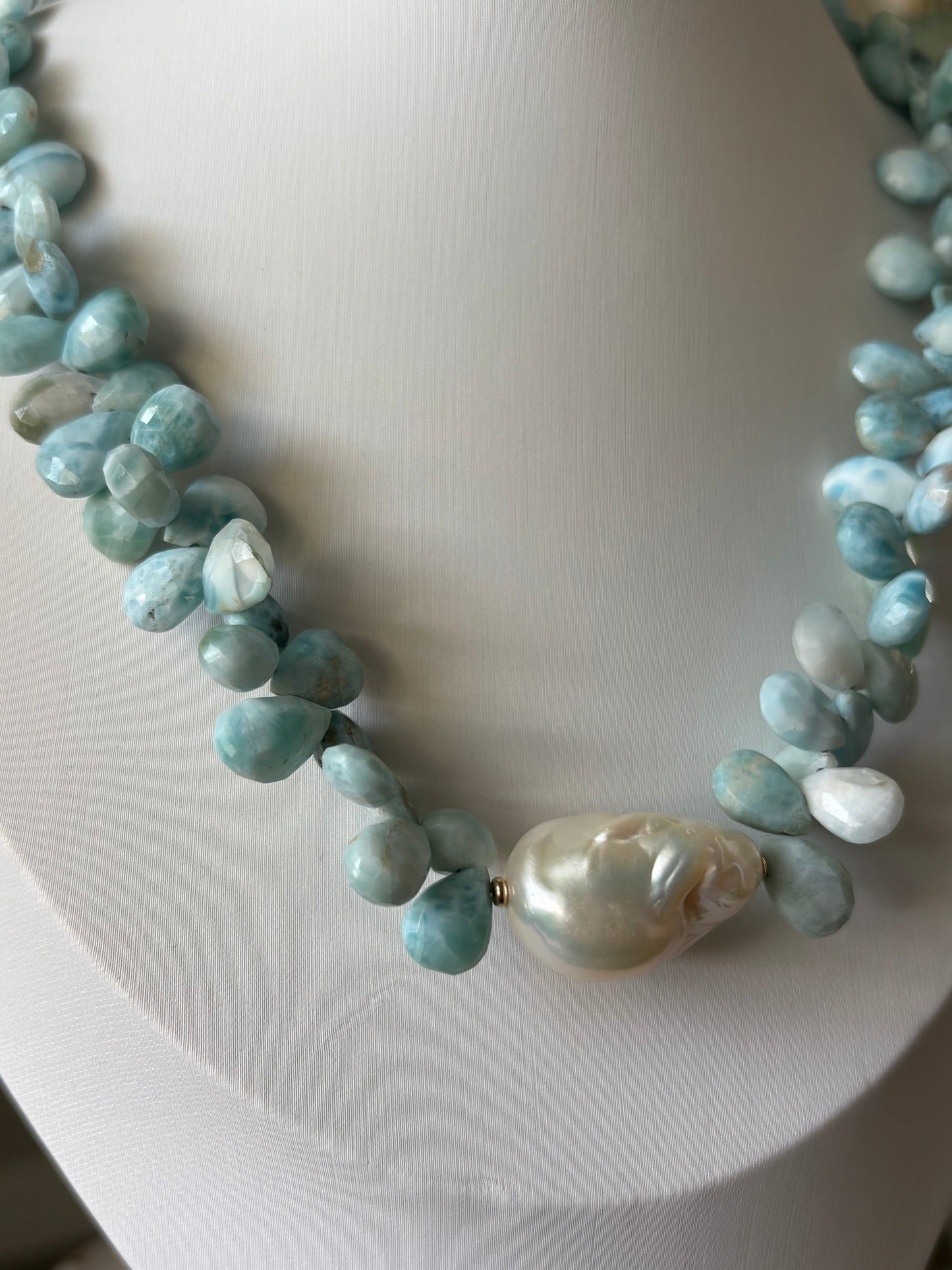Larimar and Pearl Necklace