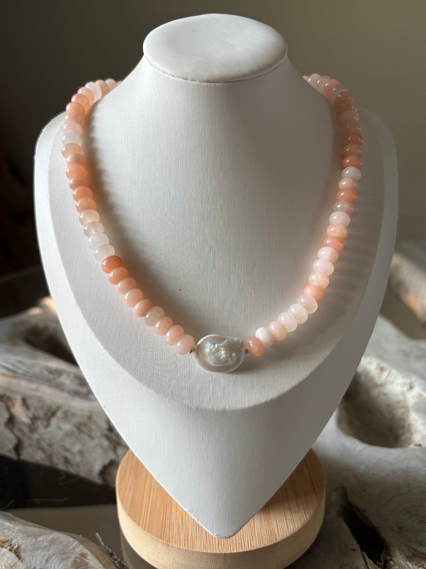Pink Aventurine and Pearl Necklace