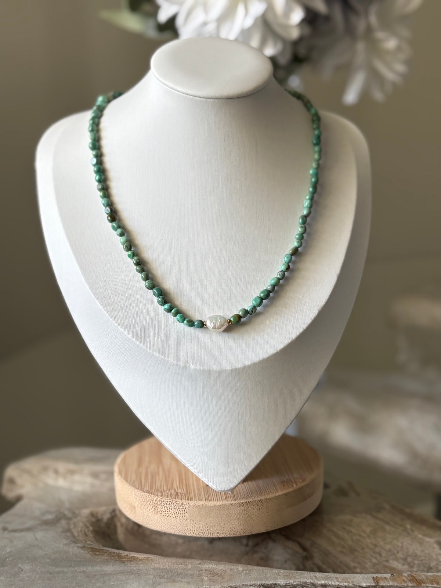 Green Turquoise Pearl Necklace