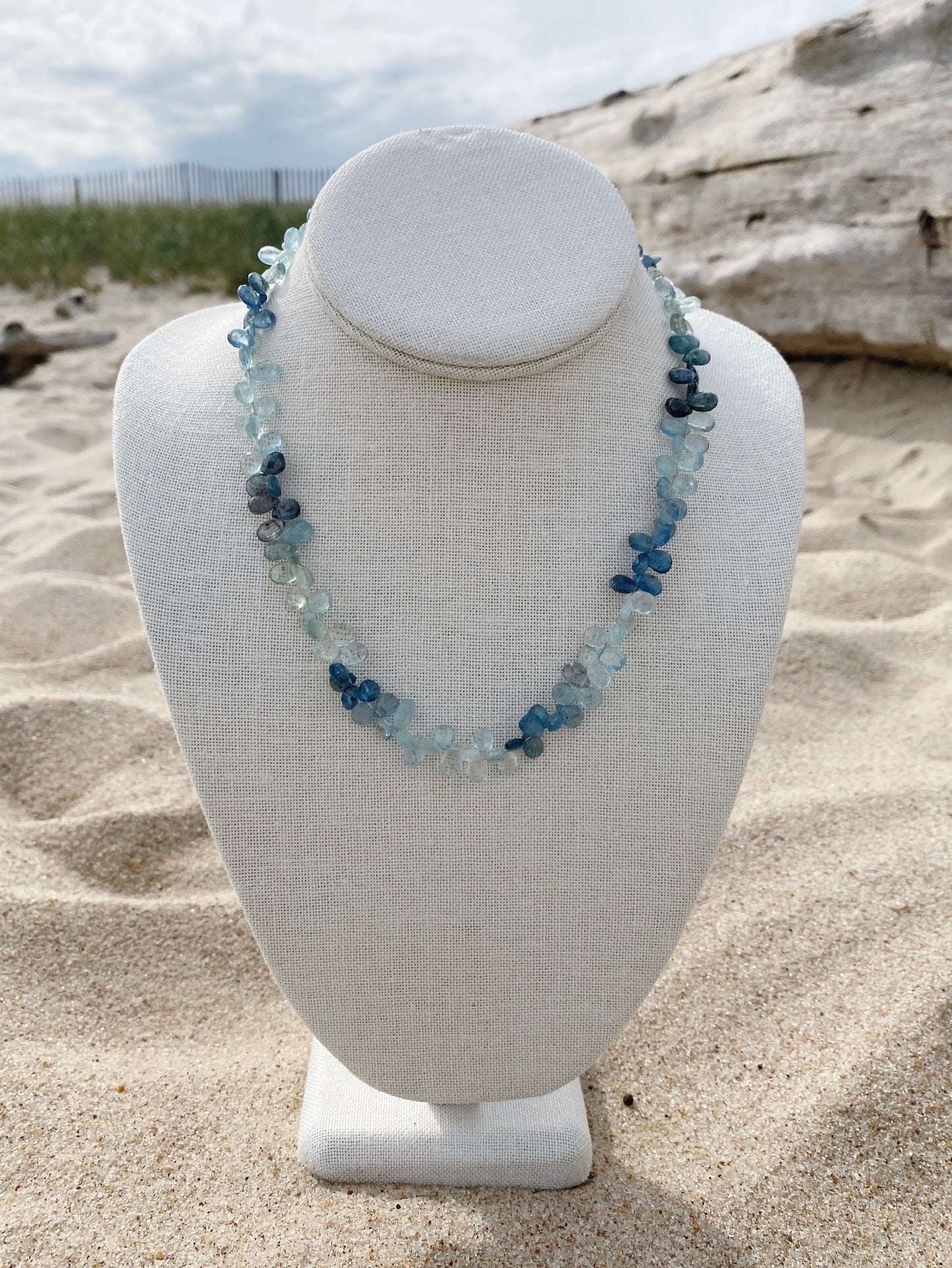 Light Moss Aquamarine Droplet Necklace
