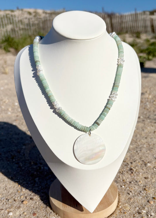 Light Amazonite and Mother of Pearl Necklace
