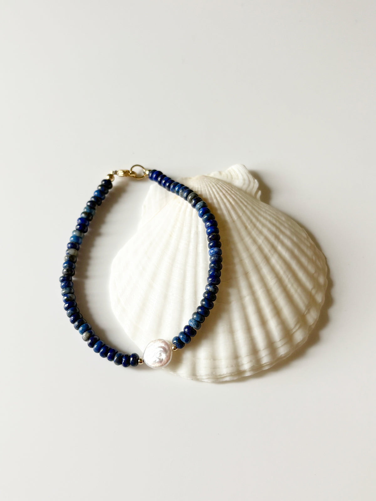 Lapis and Coin Pearl Bracelet