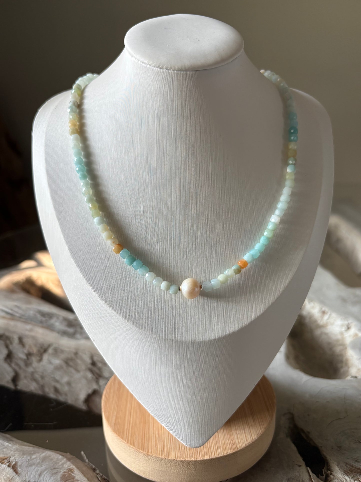 Amazonite and Pearl Necklace