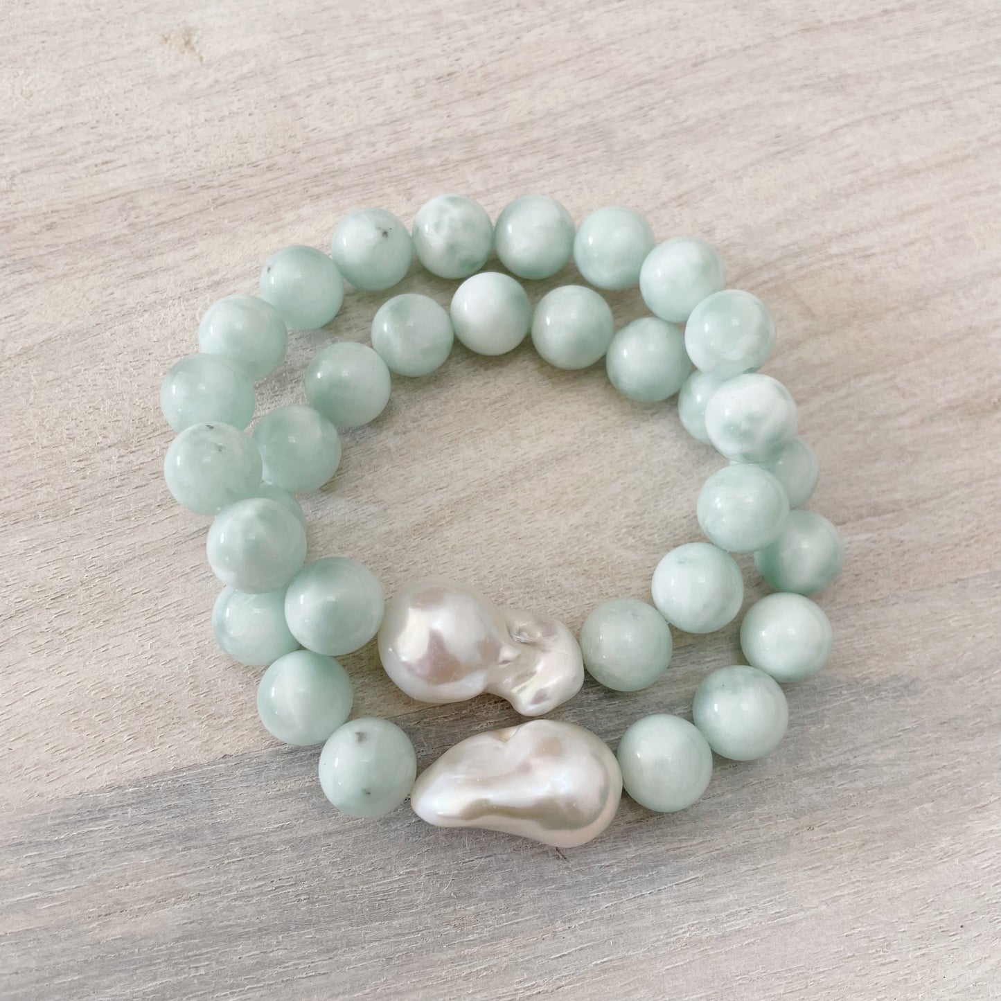 Angelite and Pearl Bracelet