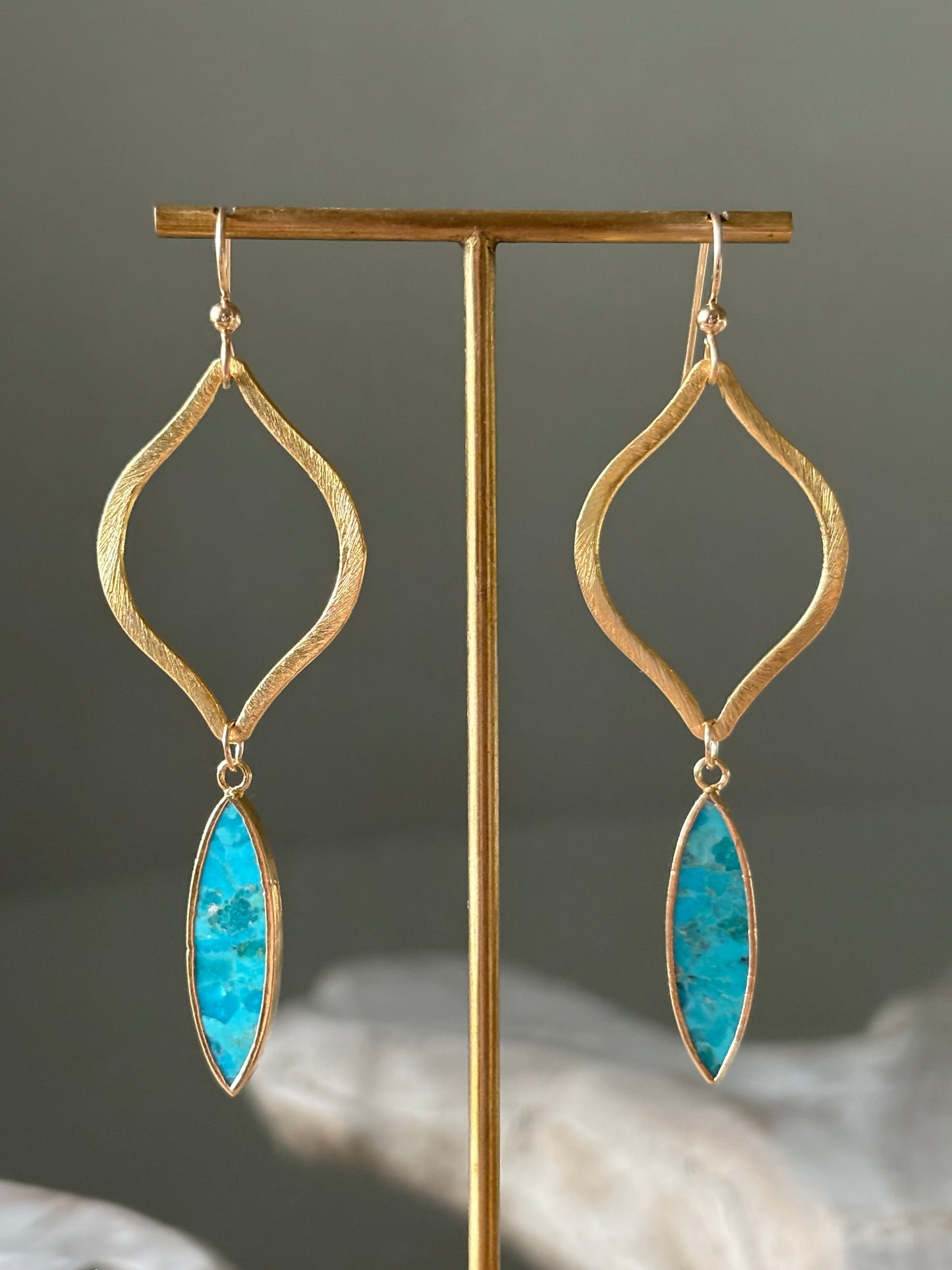 Howlite Turquoise Marquise Earrings