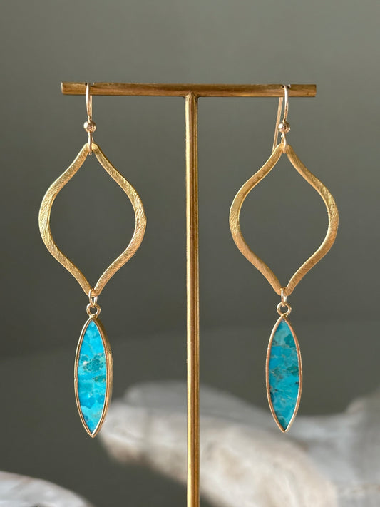 Howlite Turquoise Marquise Earrings