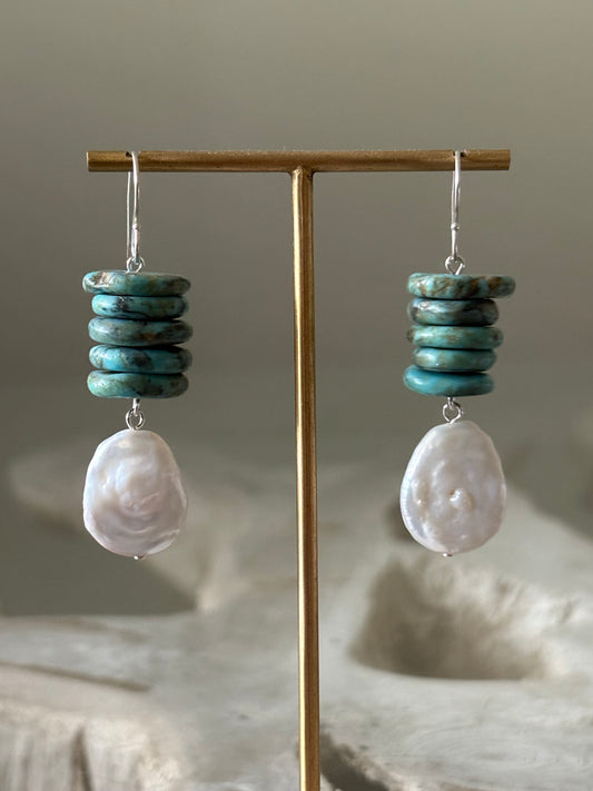 Magnesite and Pearl Earrings
