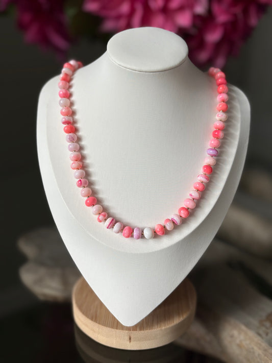 Pink Opal and Pearl Necklace