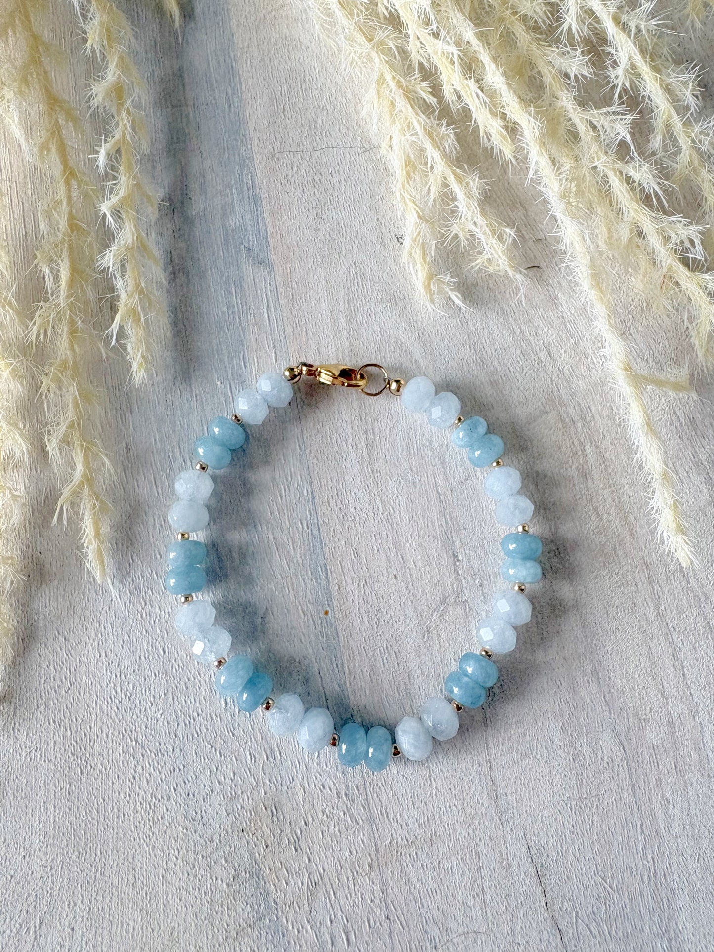 Aquamarine and Jade Bracelet