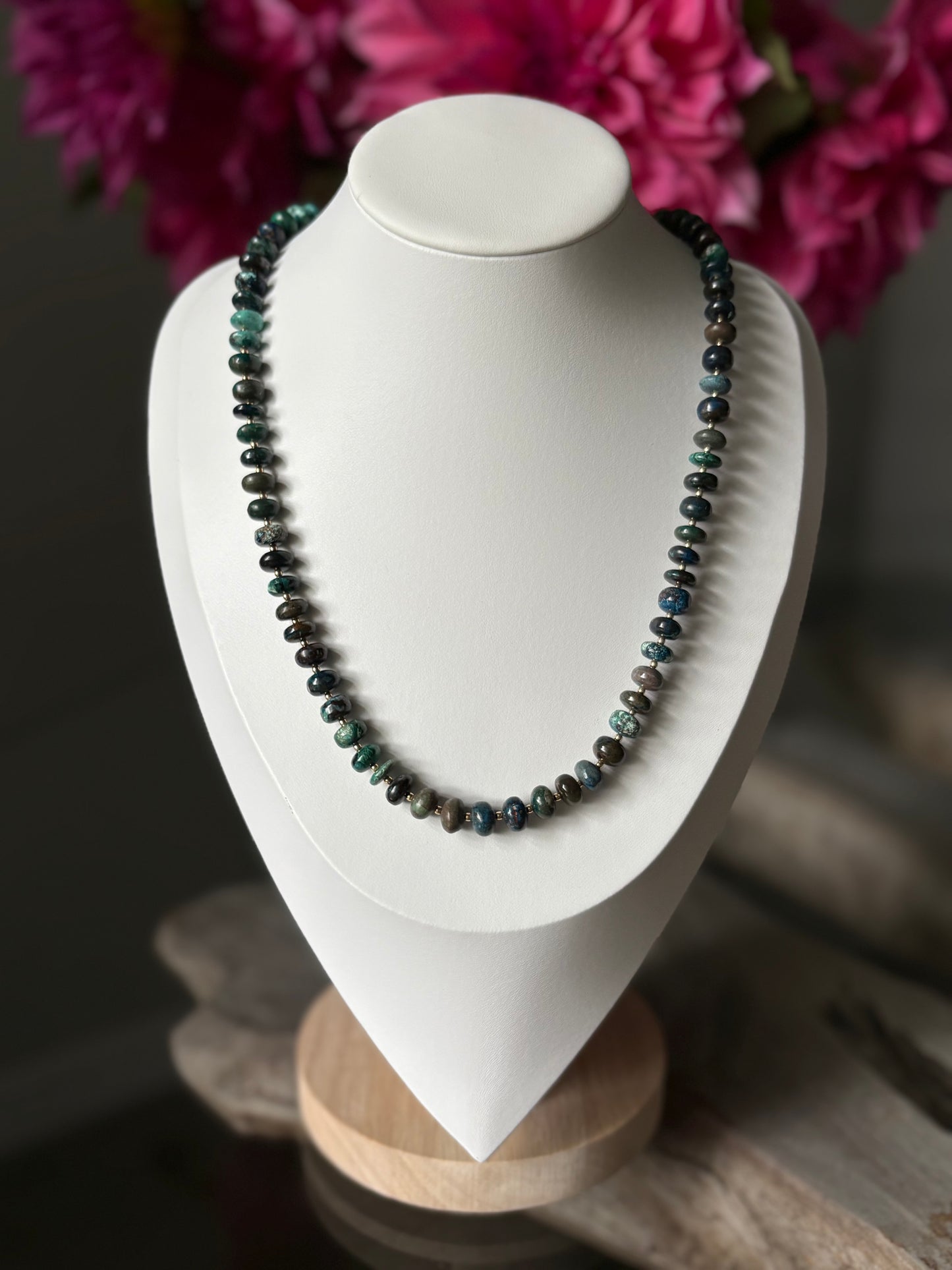Chrysocolla and Gold Necklace