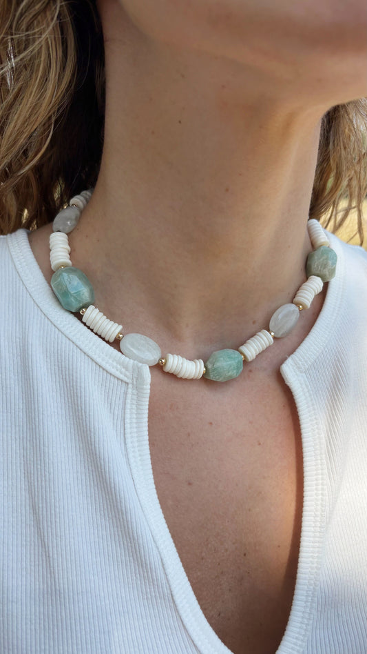 Resin, Amazonite and Selenite Necklace