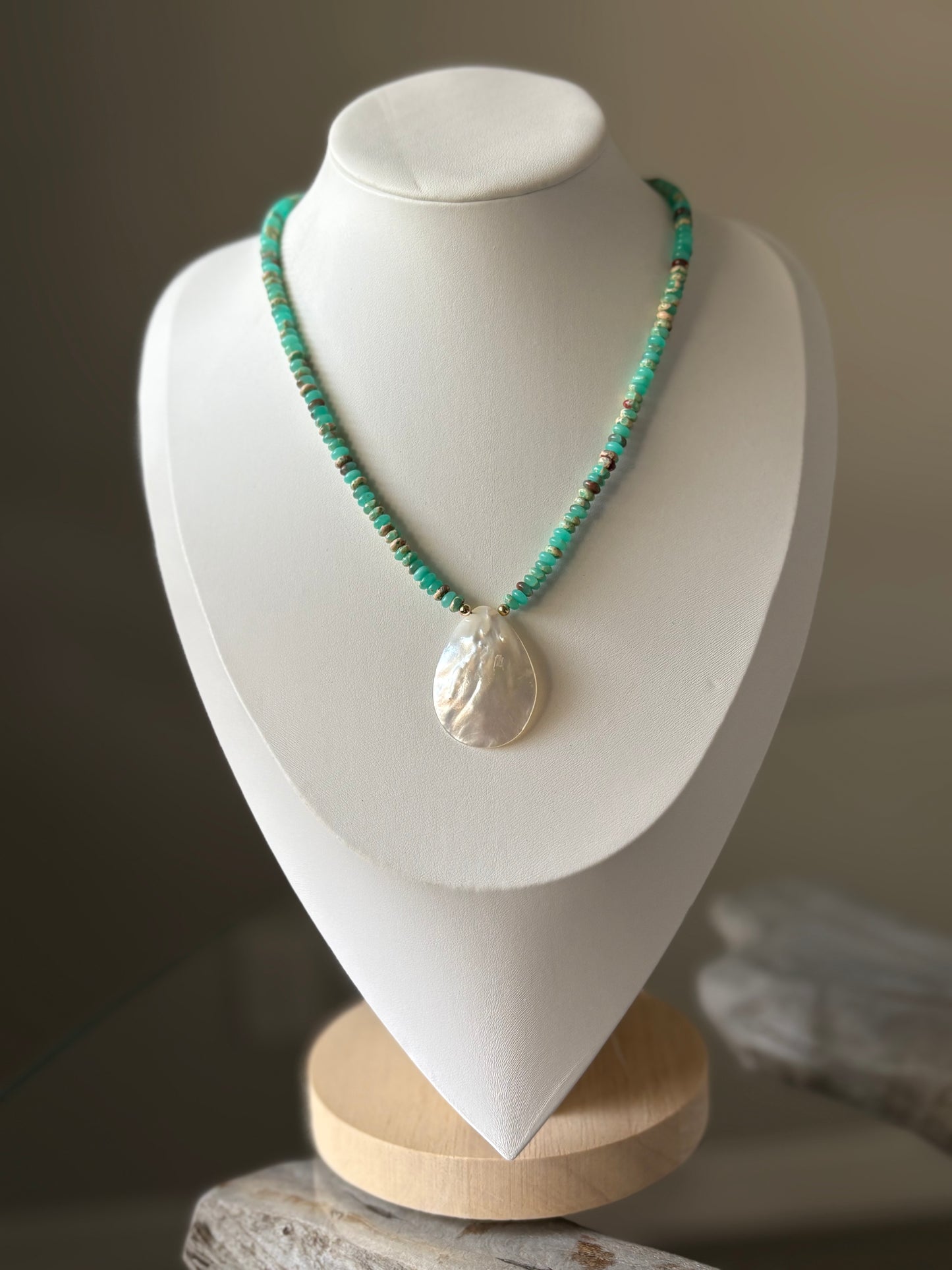 Agalmatolite Mother of Pearl Necklace