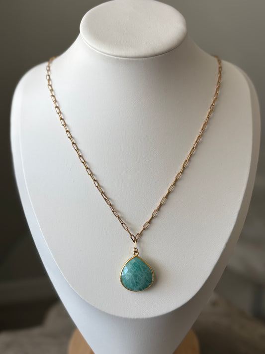 Amazonite Teardrop Necklace Medium