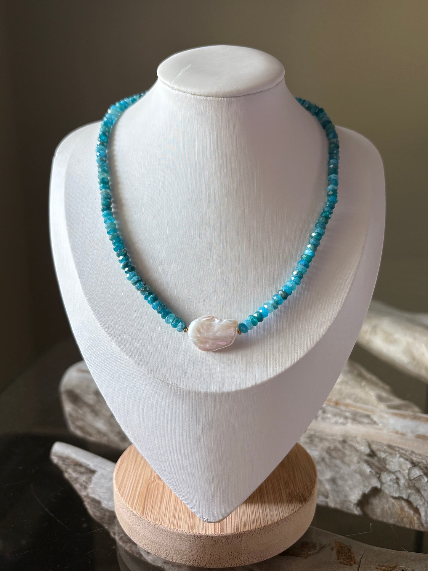 Apatite and Pearl Necklace