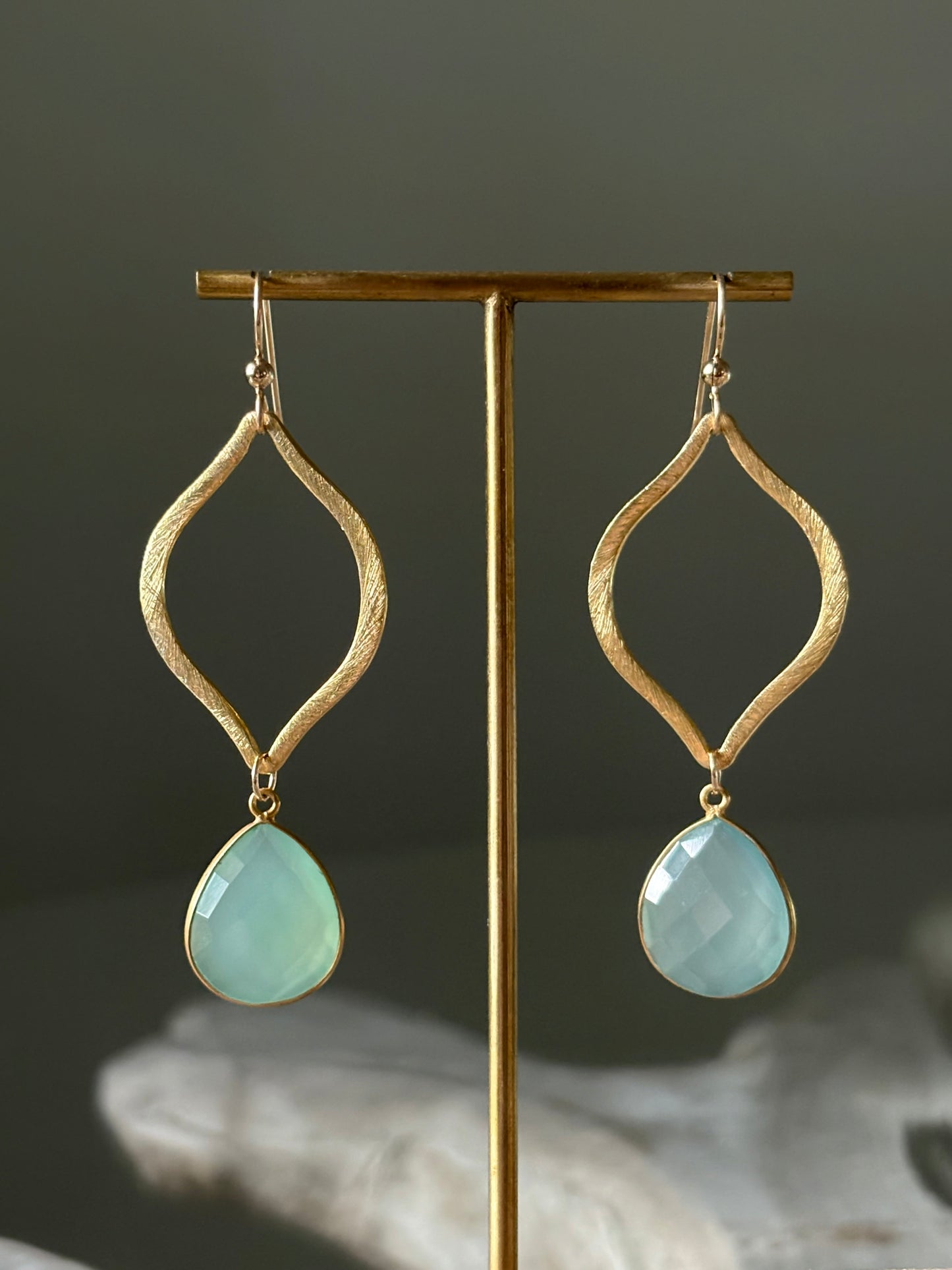Aqua Chalcedony Marquise Earrings