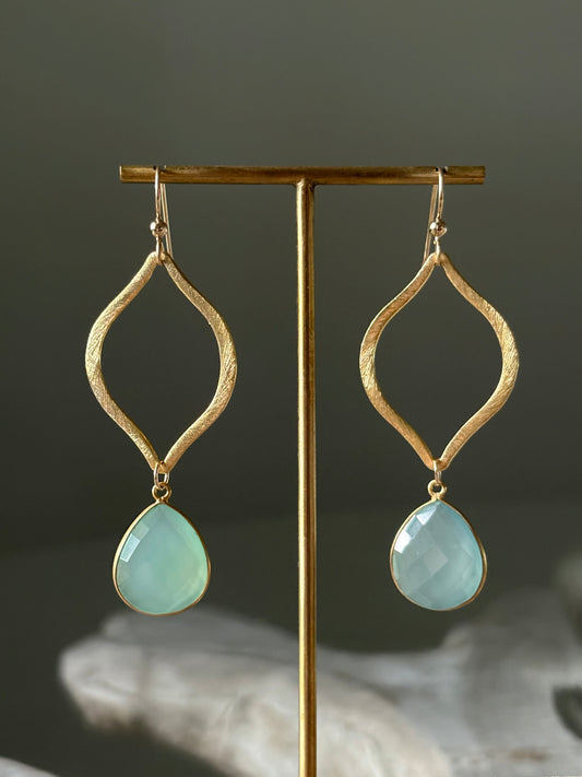 Aqua Chalcedony Marquise Earrings
