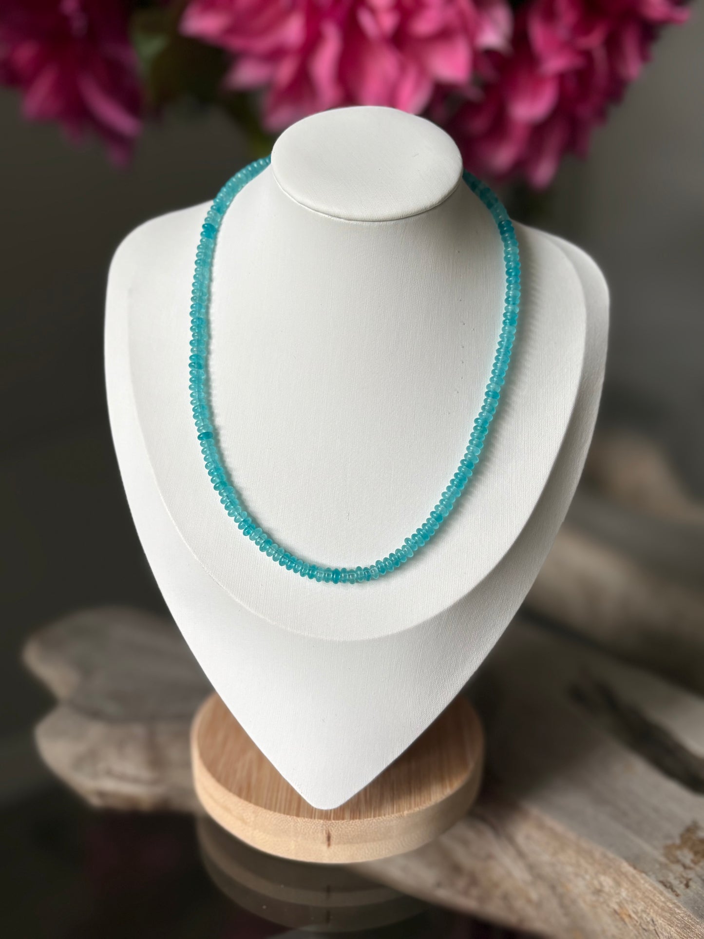 Aqua Jade Necklace 15"