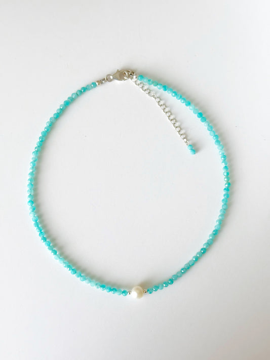 Amazonite and Pearl Choker