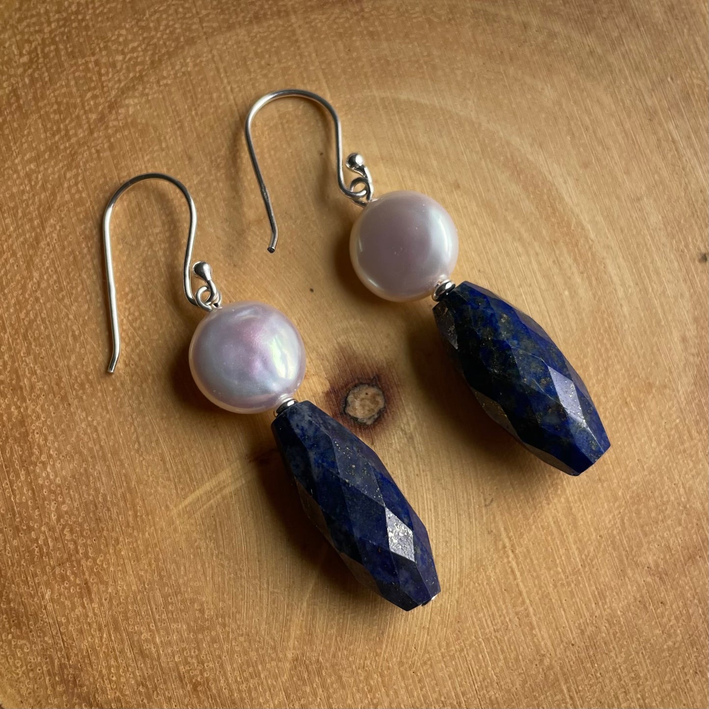 Lapis and Pearl Earrings