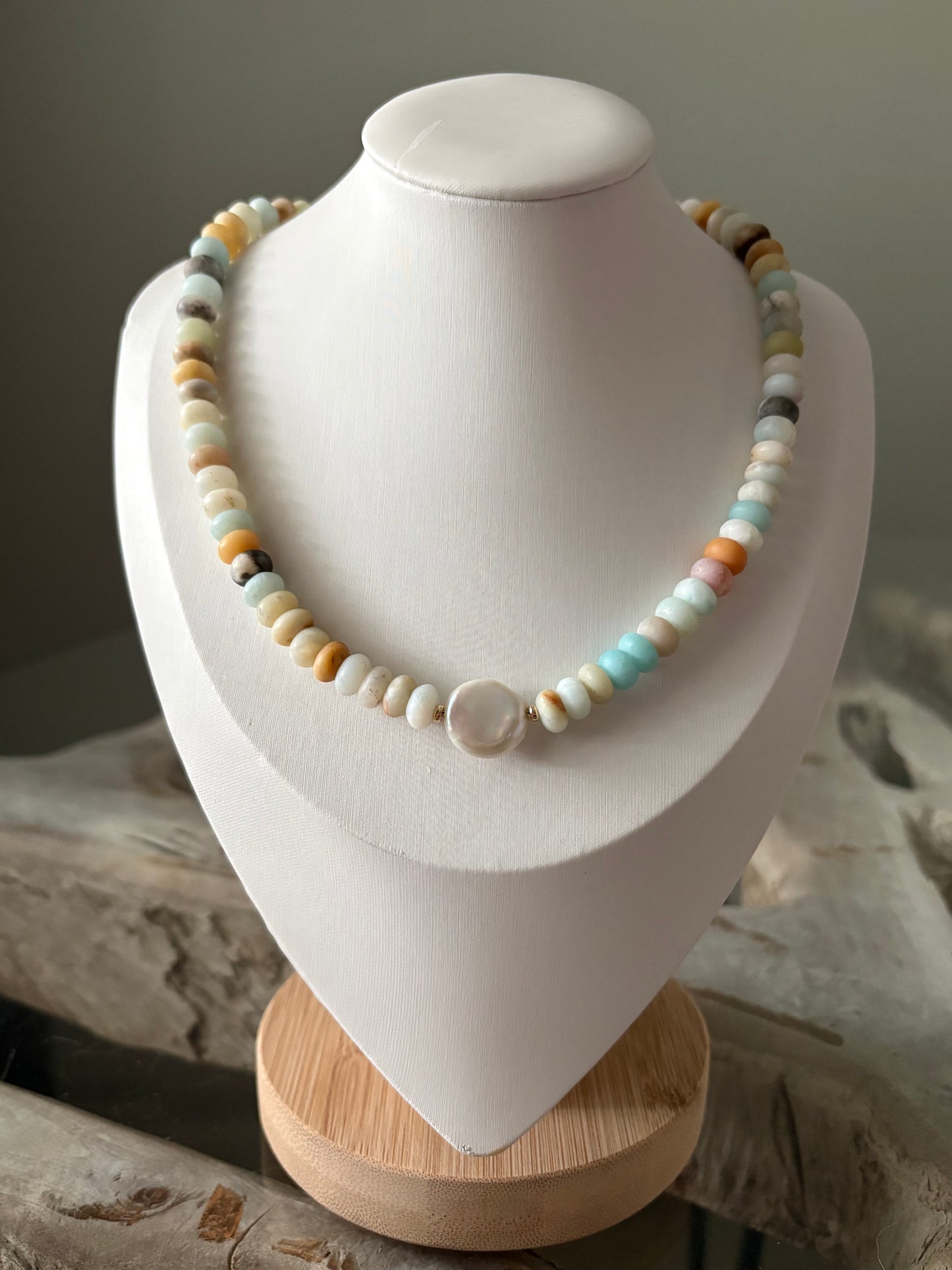 Amazonite and Pearl Necklace