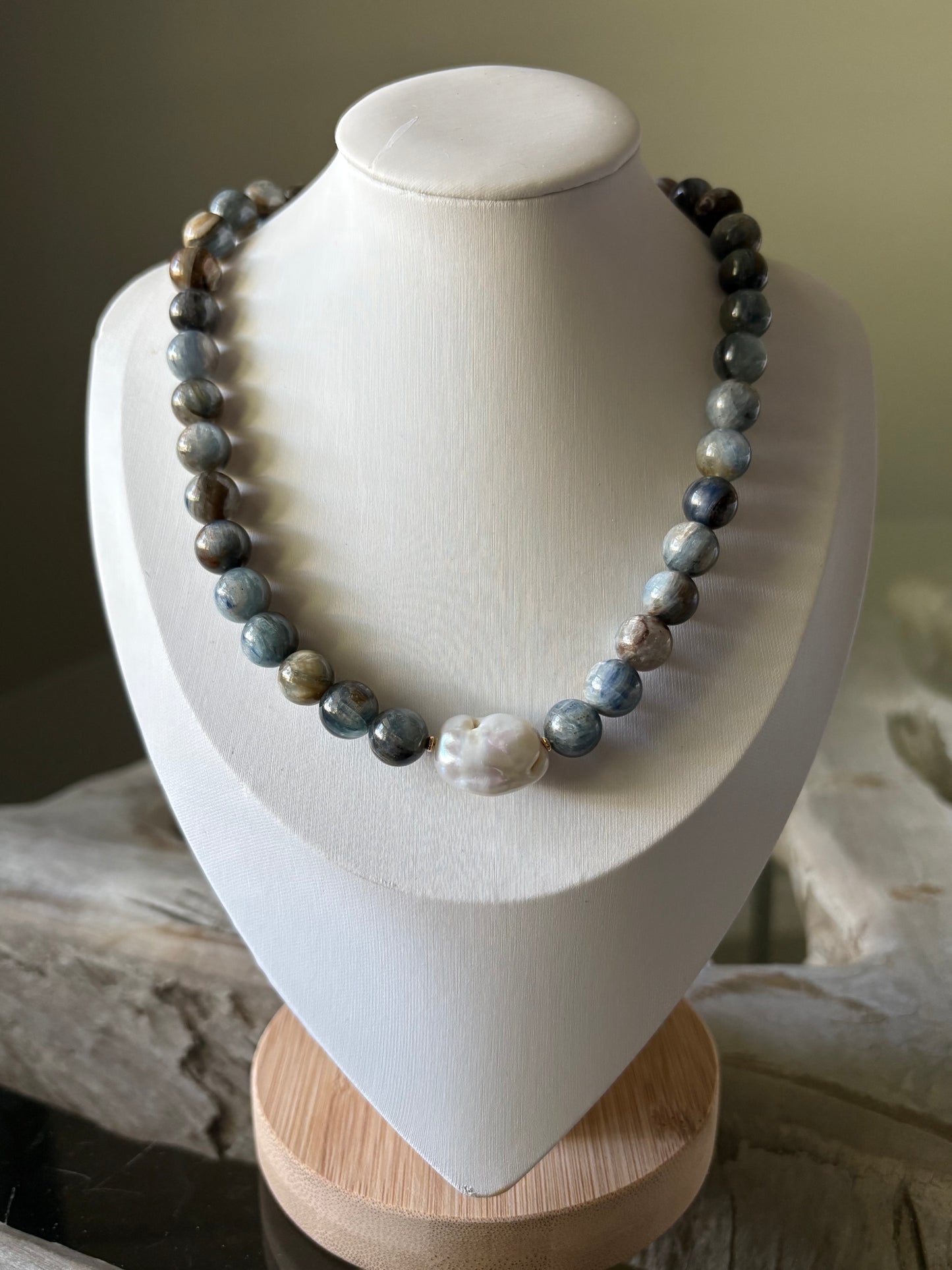 Kyanite and Pearl Necklace