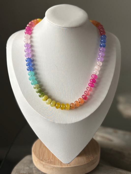 Rainbow Jade Gold Necklace